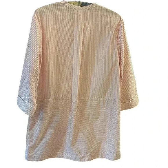 Vince button front tunic pin stripe red white 3/4 sleeve large - Picture 3 of 11